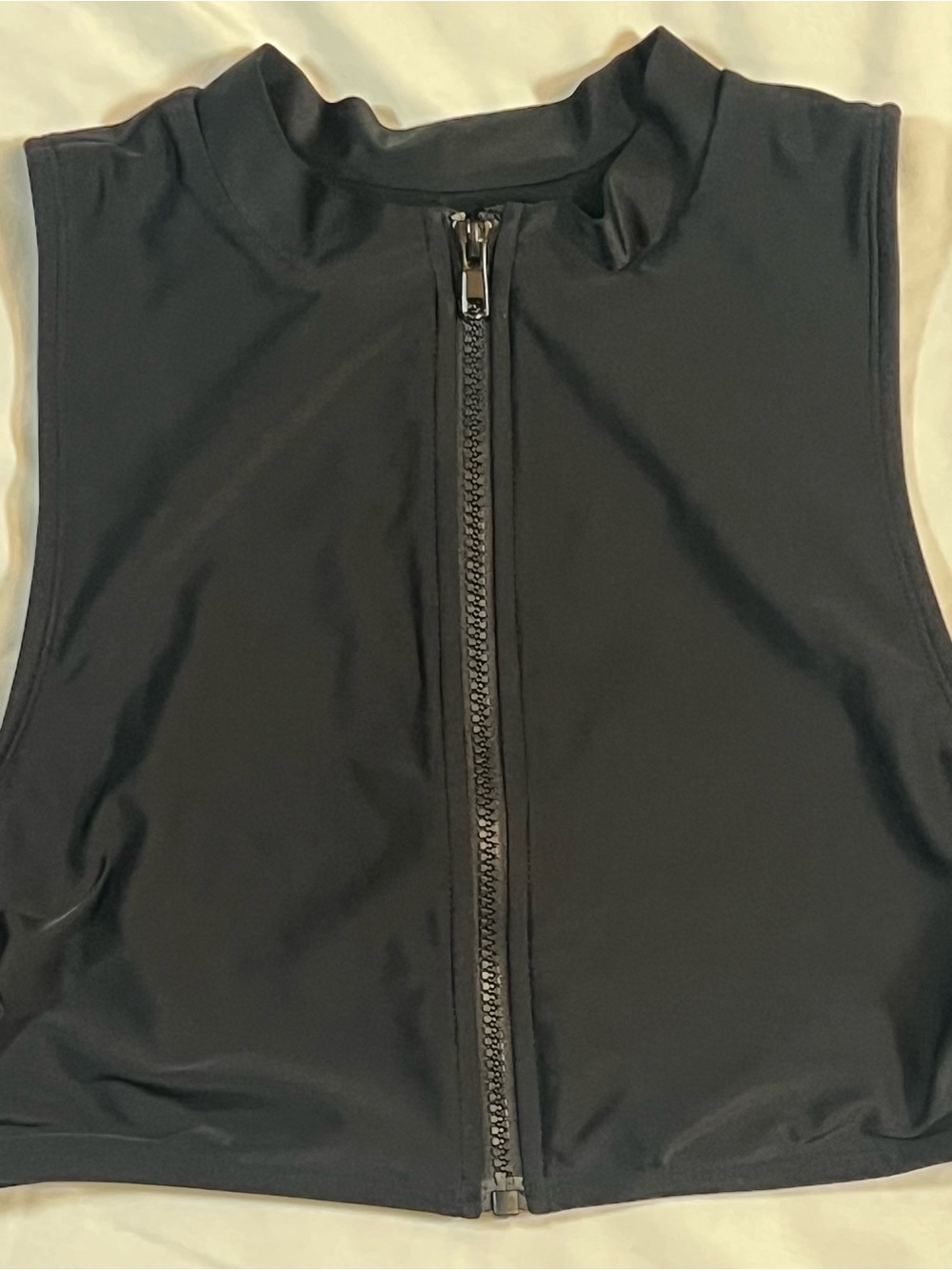 Wild Fable Black Sleeveless Zip-Front Women’s Swim Top